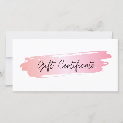 Pink Brushstroke Business Logo Gift Certificate   