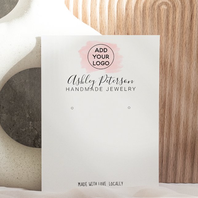 Pink brushstroke logo  jewelry earring display business card (Creator Uploaded)