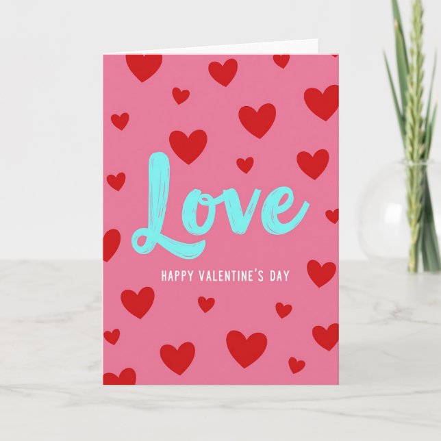 Pink Brushstroke Love Valentines Card (Front)