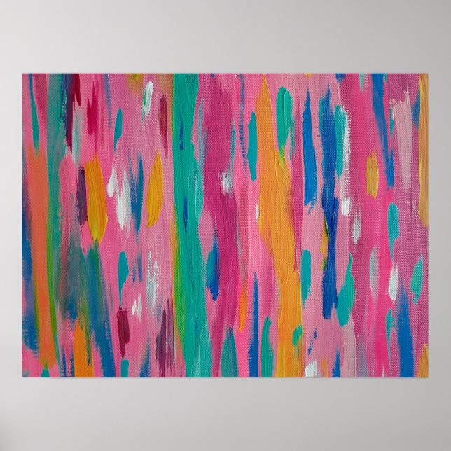 Pink Brushstrokes Abstract Print  (Front)