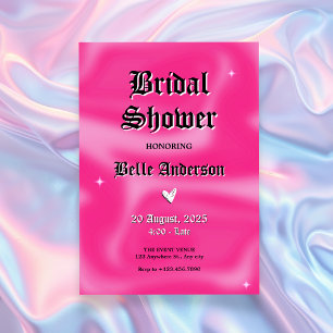 Pink Brushstrokes y2k retro Bridal Shower Invitation
