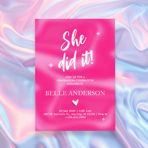 Pink Brushstrokes y2k retro Graduation  Invitation