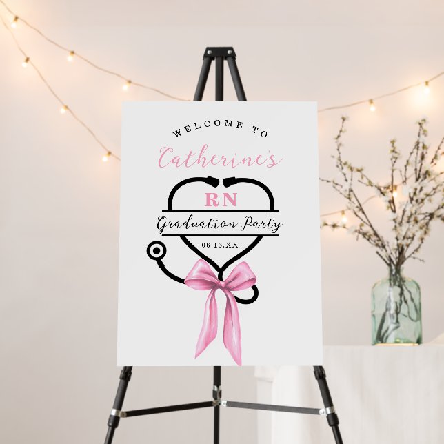 Pink BSN RN Nurse Graduation Welcome Sign (In Situ (Stand))