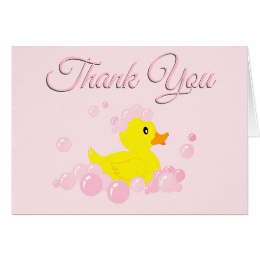 Pink Bubble Bath Baby Thank You Blank Inside (Front Horizontal)