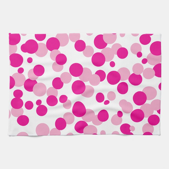 Pink Bubble Confetti Pattern Kitchen Towel (Horizontal)