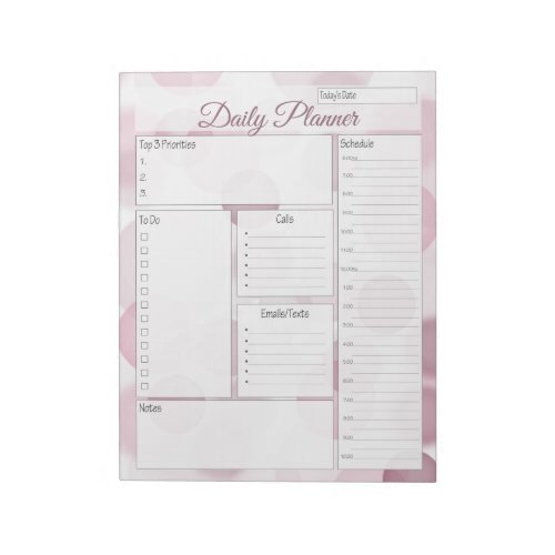 Pink Bubble Daily Planner Notepad