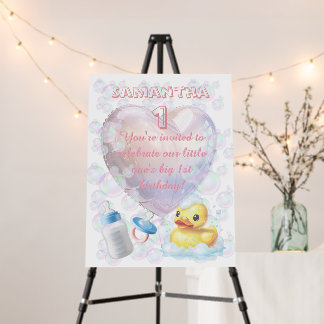 Pink Bubble Duck Birthday Display Foam Board