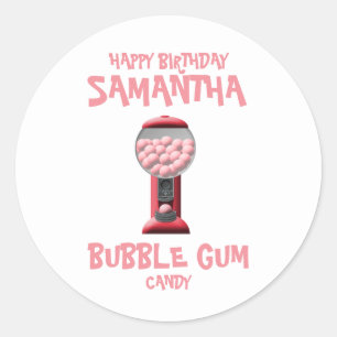 Pink Bubble Gum Candy Machine Classic Round Sticker