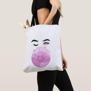 Pink Bubble Gum Esthetic, Cute Pastel Retro Style Tote Bag