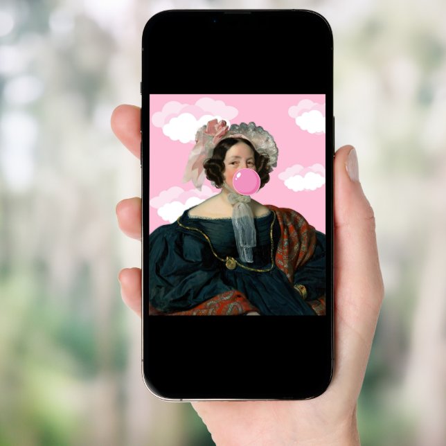 Pink Bubble Gum Lady Altered Art Poster (Front Digital)