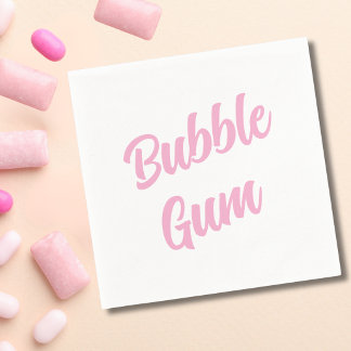 Pink Bubble Gum Simple Typography Birthday Party Napkins