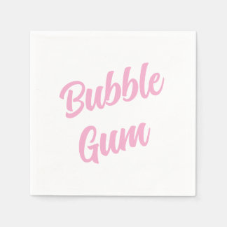 Pink Bubble Gum Simple Typography Birthday Party Napkins