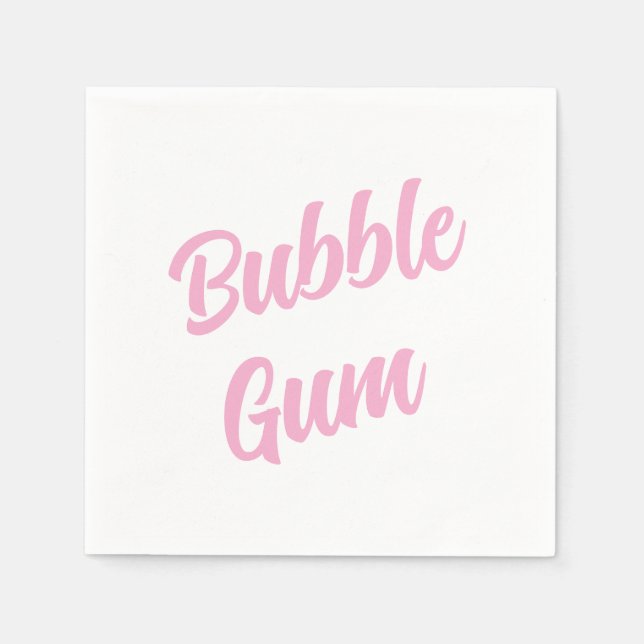 Pink Bubble Gum Simple Typography Birthday Party Napkins (Front)