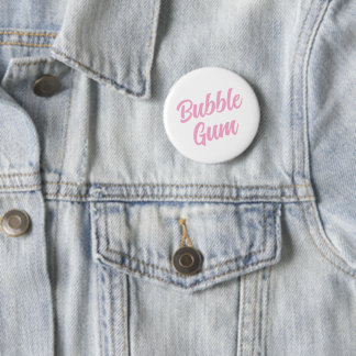Pink Bubble Gum Simple Typography Fun Whimsical Button