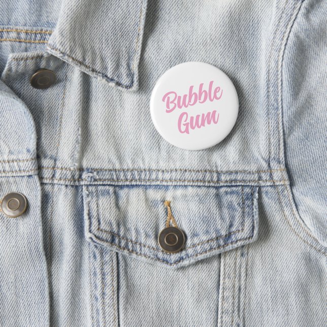 Pink Bubble Gum Simple Typography Fun Whimsical  Button (In Situ)