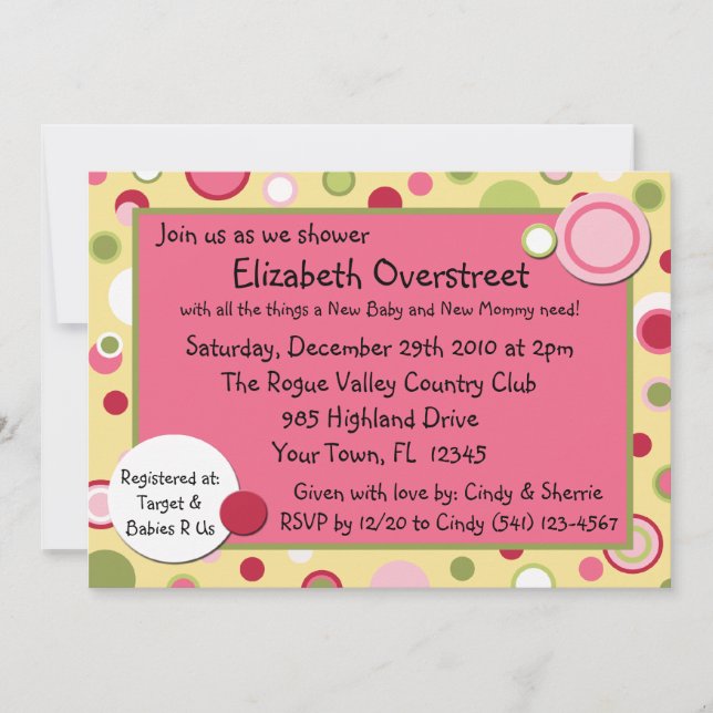 Pink Bubble Gum Yum Baby Shower Party Invitation (Front)