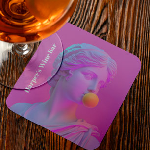 Pink Bubble Gun Pop Venus Beverage Coaster