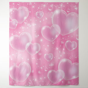 Pink Bubble Hearts 90's Photo Party Backdrop 
