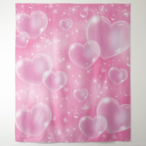 Pink Bubble Hearts 90s Photo Party Backdrop 