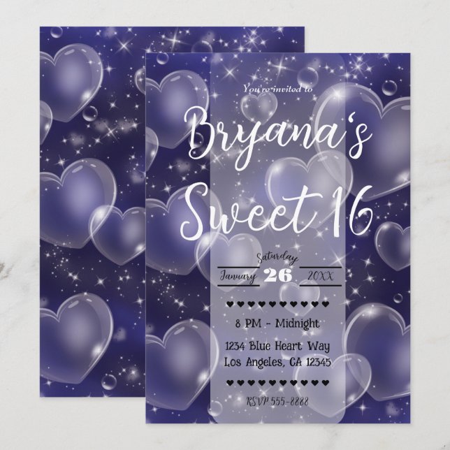 Pink Bubble Hearts Cute Girly 90's Birthday Party Invitation (Front/Back)