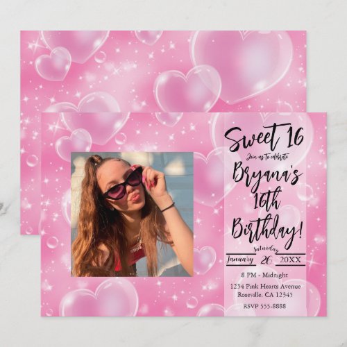 Pink Bubble Hearts Cute Girly 90's Birthday Party