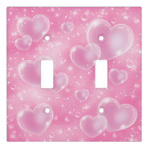 Pink Bubble Hearts Cute Girly 90's Style Light Switch Cover