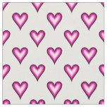 Pink Bubble Hearts on White Fabric