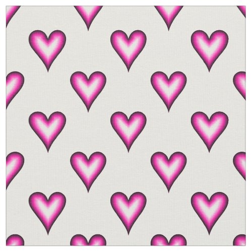 Pink Bubble Hearts on White Fabric
