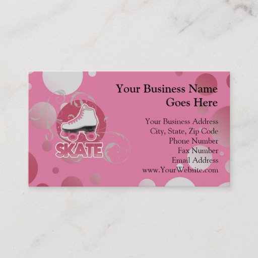 Customizable Pink Bubble Swirl Roller Skate, Skating Business Cards