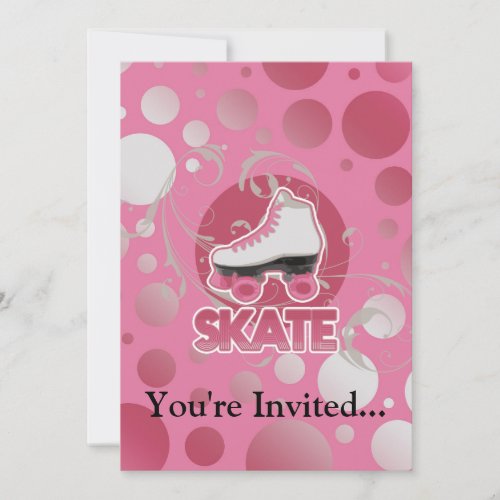 Pink Bubble Swirl Roller Skate, Skating Invitations