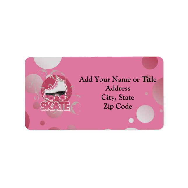 Pink Bubble Swirl Roller Skate, Skating Label (Front)