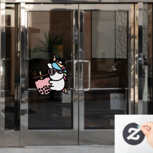 Pink Bubble Tea & Unicorn Window Cling