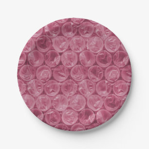 Pink bubble wrap pattern paper plates