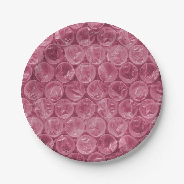 Pink bubble wrap pattern paper plates (Front)