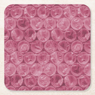Pink bubble wrap pattern square paper coaster
