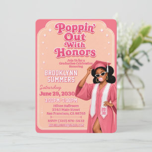 Pink Bubblegum African American Honors Graduate Invitation