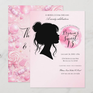 Pink Bubblegum Dream Candy Birthday Celebration   Invitation