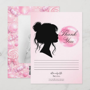 Pink Bubblegum Dream Candy Land Thank You Card