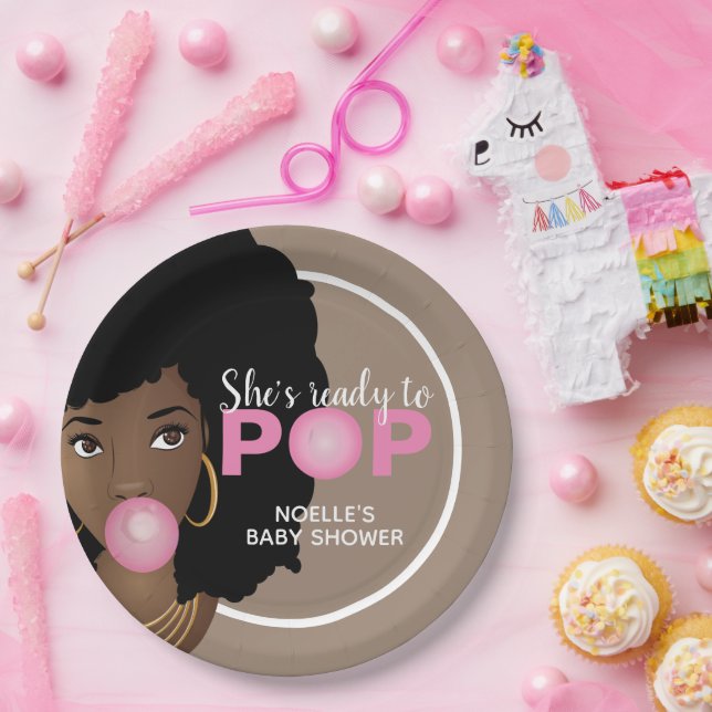 Pink Bubblegum | She's Ready to Pop Paper Plates (Party)