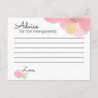 Pink Bubbles Baby Shower - Advice Card