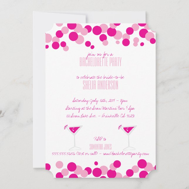 Pink Bubbles Bachelorette Party Invitations (Front)
