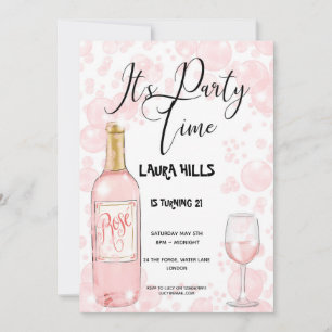 Pink Bubbles Birthday Invitation
