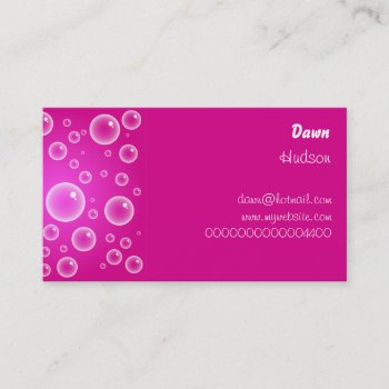 Pink Bubbles  Business Card by prawny at Zazzle