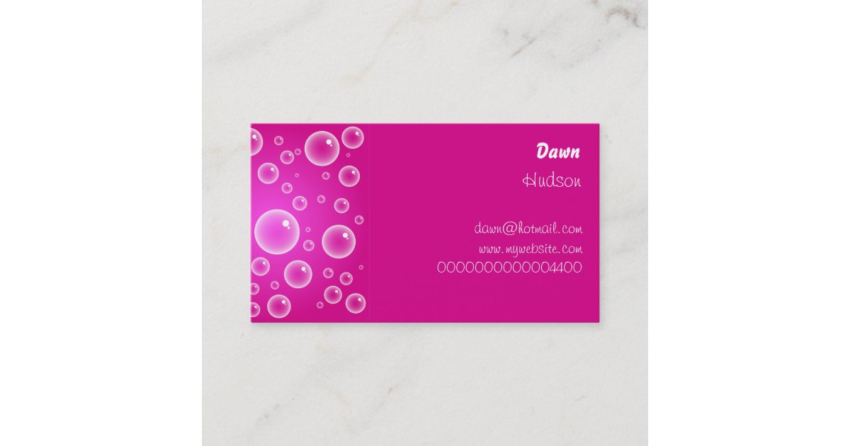 Pink Bubbles, Business Card Zazzle