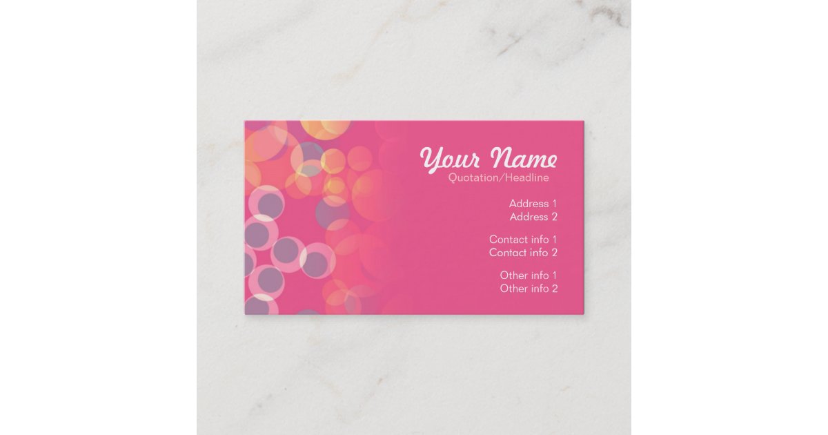 Pink Bubbles Business Card | Zazzle