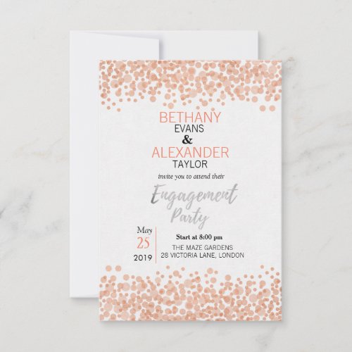 Pink Bubbles Chic Calligraphy Engagement Invite