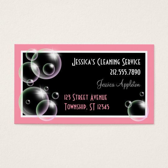 Pink Bubbles Cleaning Service Business Cards