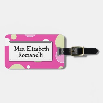 Pink Bubbles Customizable Luggage Tag by allpetscherished at Zazzle