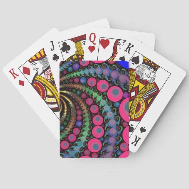 Pink Bubbles Fractal Mosaic Poker Cards (Back)