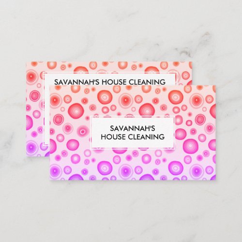 Pink Bubbles Minimalist House Cleaning Janitorial Business Card